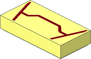 Tile  1 x  2 with Dark Red Lines Pattern