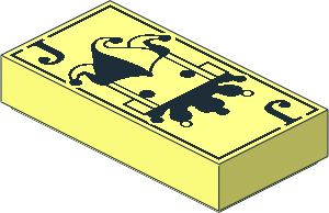 Tile  1 x  2 with Black Brickheadz Joker Playing Card Pattern