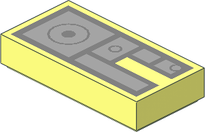 Tile  1 x  2 with Light Bluish Grey Buttons on Metallic Silver Background Pattern