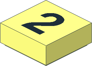 Tile  1 x  1 with Black "2" Pattern