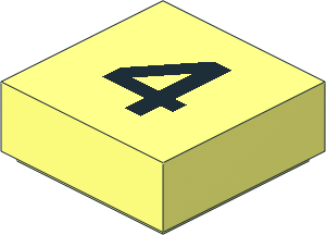 Tile  1 x  1 with Black "4" Pattern