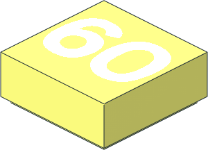 Tile  1 x  1 with White "60" Pattern