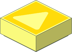 Tile  1 x  1 with Yellow Rounded Corners Triangle Frame Pattern