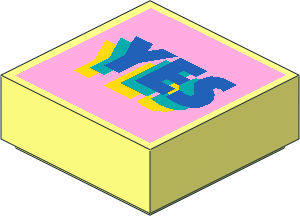 Tile  1 x  1 with Blue, Green, and Yellow Layered "YES" on Bright Pink Background Pattern