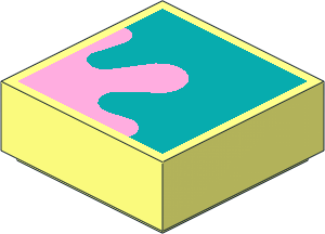 Tile  1 x  1 with Bright Pink Splotch on Dark Turquoise Background Pattern