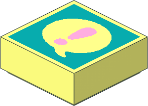 Tile  1 x  1 with Coral Exclamation Mark in Speech Bubble on Dark Turquoise Background Pattern