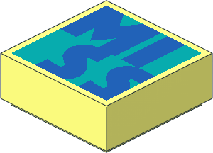 Tile  1 x  1 with Blue "MISS" on Dark Turquoise Background Pattern