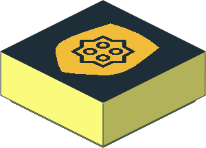 Tile  1 x  1 with Gold Badge Pattern