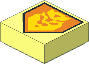 Tile  1 x  1 with Yellow King Symbol on Orange Pentagonal Shield Pattern