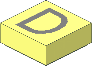 Tile  1 x  1 with Silver "D" Pattern