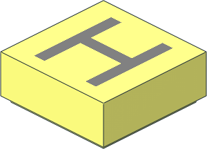 Tile  1 x  1 with Silver "H" Pattern