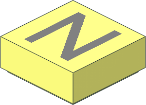 Tile  1 x  1 with Silver "N" Pattern