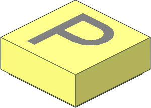 Tile  1 x  1 with Silver "P" Pattern