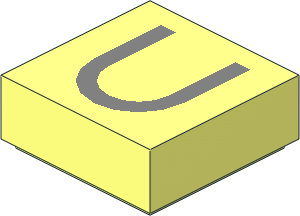 Tile  1 x  1 with Silver "U" Pattern