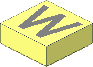 Tile  1 x  1 with Silver "W" Pattern