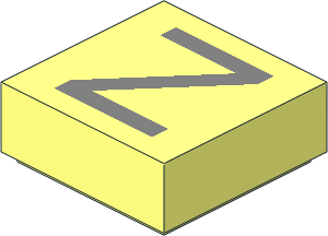 Tile  1 x  1 with Silver "Z" Pattern