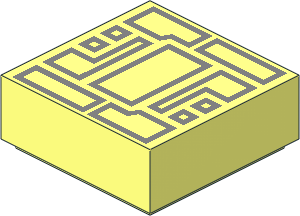 Tile  1 x  1 with Metallic Silver Circuitry Pattern