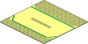 Baseplate 32 x 32 Road 7-Stud Refuge with Green Lines Pattern
