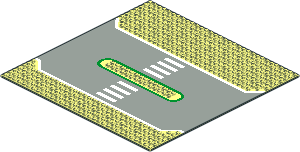Baseplate 32 x 32 Road 7-Stud Refuge with Green & White Lines