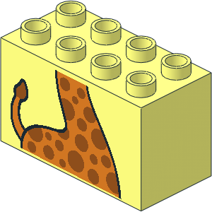 Duplo Brick  2 x  4 x  2 with Giraffe Body Pattern