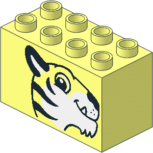 Duplo Brick  2 x  4 x  2 with Tiger Head Pattern