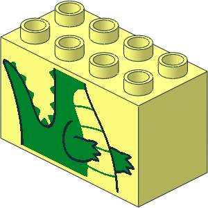 Duplo Brick  2 x  4 x  2 with Crocodile Body Pattern