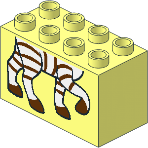 Duplo Brick  2 x  4 x  2 with Zebra Legs Pattern