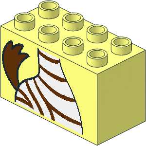 Duplo Brick  2 x  4 x  2 with Zebra Body Pattern