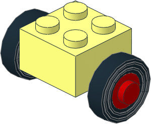 Brick  2 x  2 with Red Wheels (Complete) with Tyres  4/ 80 x  8 Single Smooth Type 1