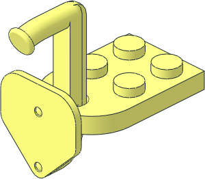 Plate  3 x  2 with Hole with Train Coupling Hook without Notch with Round Base Connection (Uncoupled Position)