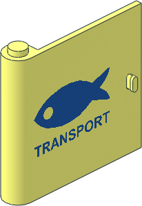 Door  1 x  5 x  4 Left with Blue Fish and "Transport" Pattern