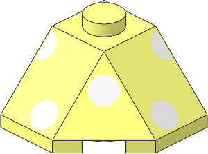 Slope Brick 45  2 x  2 Double Convex with 45 Corner with  3 White Dots and  2 White Half-Dots Pattern