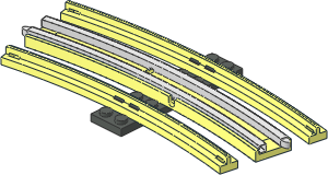 Train Track 12V Slotted Curved (Complete 1 Segment)