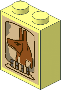 Brick  1 x  2 x  2 with Inside Axle Holder with Anubis Head Sticker