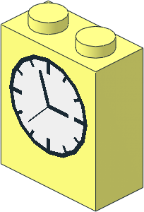 Brick  1 x  2 x  2 with Inside Axle Holder with Clock Face Pattern