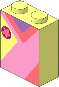 Brick  1 x  2 x  2 without Understud with Lavender and Coral Shirt Pattern