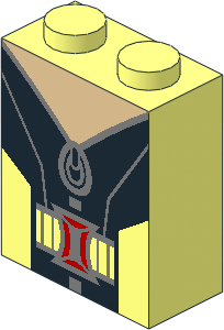 Brick  1 x  2 x  2 without Understud with Black, Silver and Red Jacket Pattern