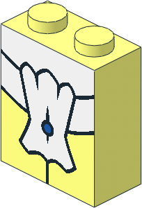 Brick  1 x  2 x  2 without Understud with White Tie Pattern