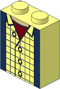 Brick  1 x  2 x  2 without Understud with Check Shirt, Blue Jacket and Dark Red Undershirt Pattern