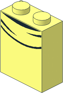 Brick  1 x  2 x  2 without Understud with  4 Curved Black Lines Pattern