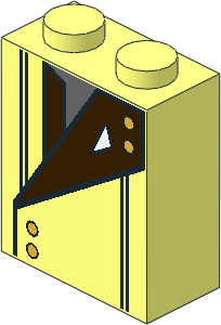 Brick  1 x  2 x  2 with Black Outlined Open Jacket with Dark Brown Lapels, White Badge and Metallic Gold Buttons Pattern