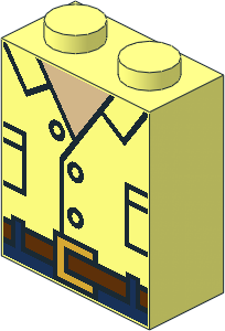 Brick  1 x  2 x  2 with Shirt, Reddish Brown Belt and Metallic Gold Buckle Pattern