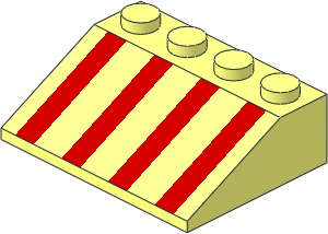Slope Brick 33  3 x  4 with Red Stripes Pattern