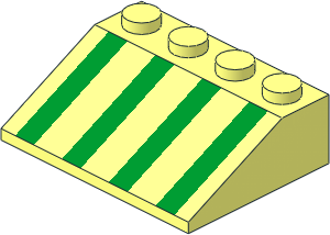 Slope Brick 33  3 x  4 with Green Stripes Pattern