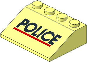 Slope Brick 33  3 x  4 with Black "POLICE" and Red Line Pattern