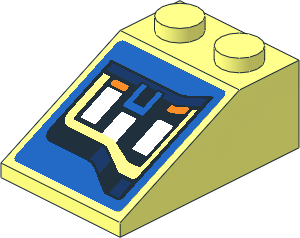 Slope Brick 33  3 x  2 with Headlamp on Blue Background Left Sticker