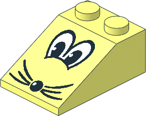 Slope Brick 33  3 x  2 with Eyes, Nose, and Whiskers Pattern