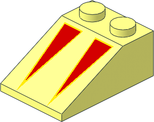 Slope Brick 33  3 x  2 with Red on Yellow Triangles Pattern