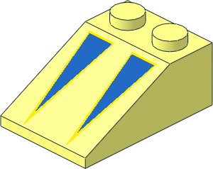 Slope Brick 33  3 x  2 with Blue on Yellow Triangles Pattern