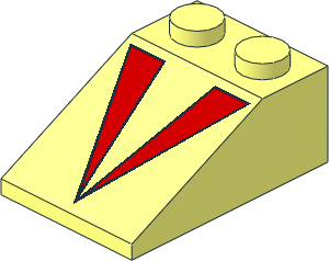 Slope Brick 33  3 x  2 with Red V Pattern